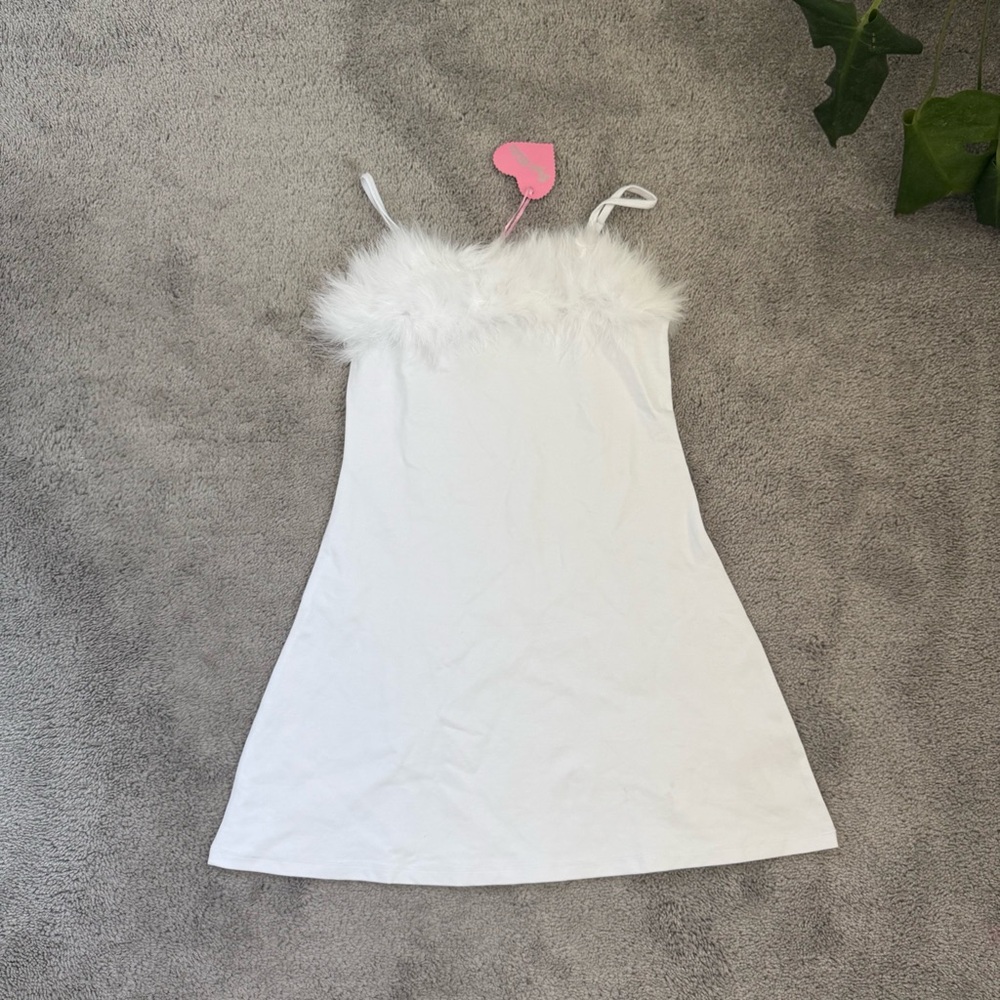 NWT DOLLS KILL SUGAR THRILLZ MARABOU FEATHER trim DRESS